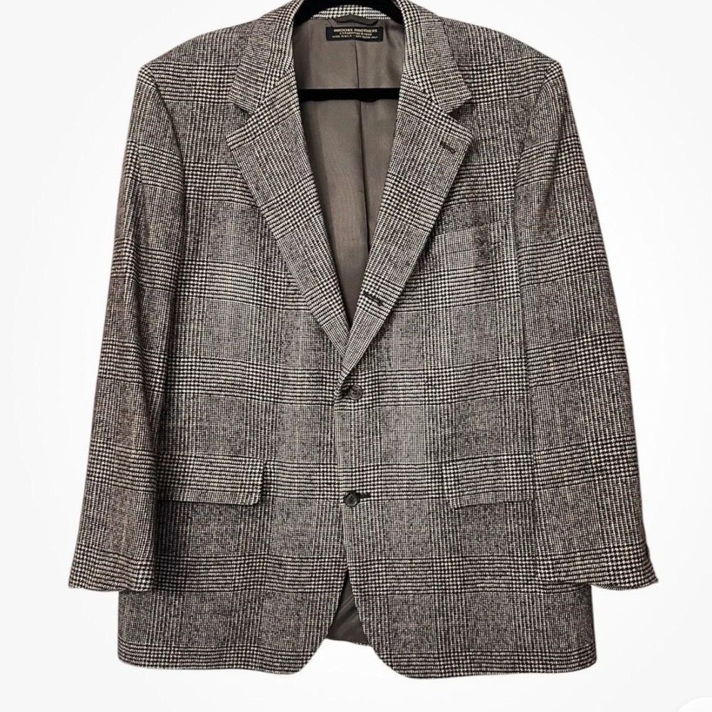 Brooks Brothers 100% Camel Hair Glen Plaid Blazer Sport Coat Vintage Jacket